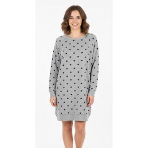 REITMANS grey black polka dot long sleeve stretchy sweater dress Large